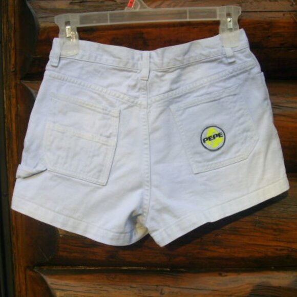 Vintage Pepe London Carpenter Button Fly Mom Jean Shorts Size 28 - Picture 2 of 3